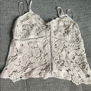 Elegant Lace Beige Women's Top